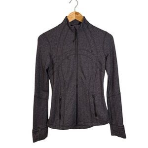 Lululemon Define Jacket Size 6 Heathered Herringbone Black Gray Full Zip